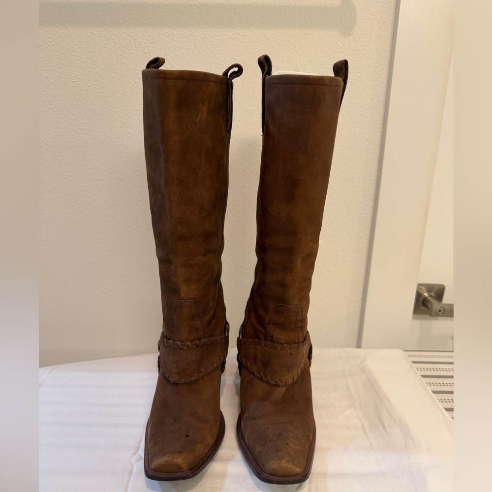 Steve Madden Hailee Distressed Brown Leather Western Boots 10M - Picture 4 of 11
